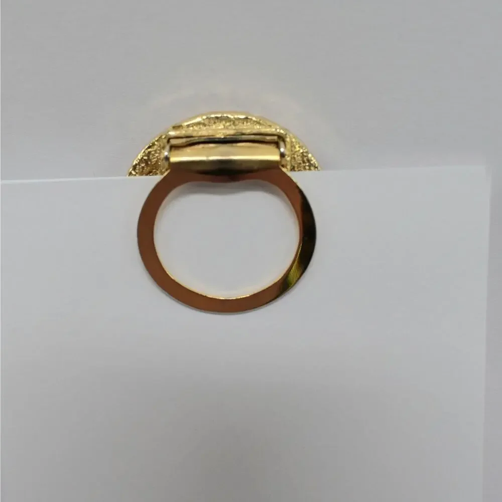 Vintage Gold Tone Jaguar Scarf Clip Ring Big Wild Cat Panther Puma Retro Jewelry